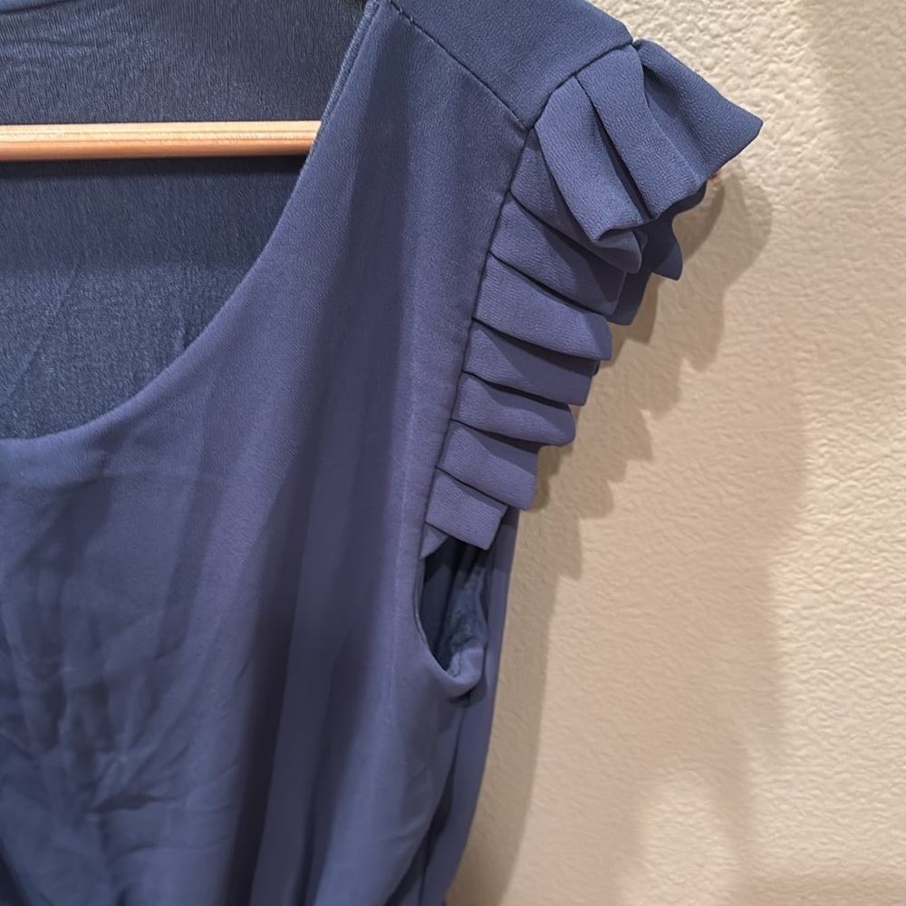 Elegant Blue Ruffle Sleeve Dress. It's made in Italy - Picture 3 of 6